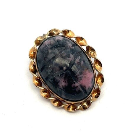 Vintage 1/20 12k Gold Filled Rhodolite & Amethyst Scarab Brooch/Pin 10.4g