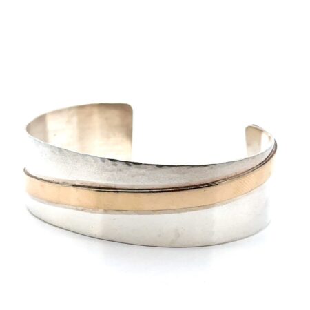 7.25”x20mm .925 Sterling Silver & 10k Gold Fill Wide Cuff Bracelet, 29.0g