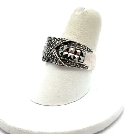 Vintage .925 Sterling Silver Marcasite Ring Size-7.5, 5.8g