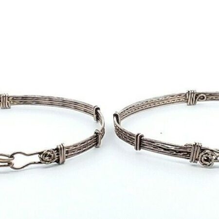 925 Sterling Silver Wire Pattern Bangle Bracelet Set 10.4 Grams