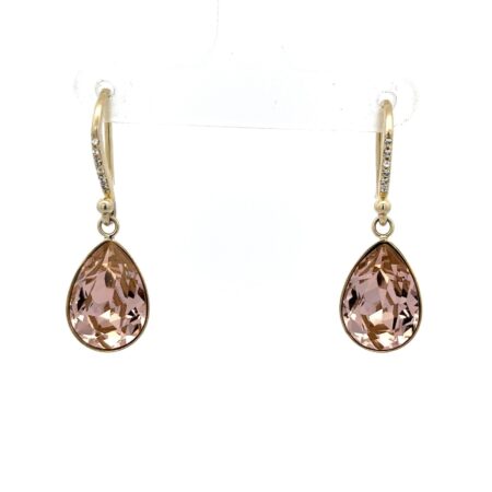 .925 Sterling Silver, Pink CZ Teardrop Lever Back Earrings 4.8g