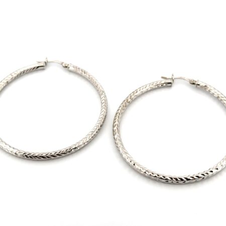 JCM 925 Sterling Silver Diamond Cut Hoop Earrings 4.7g