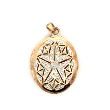 Ross Simons .925 Sterling Silver Gold Vermeil Starburst Oval Locket, 8.63g