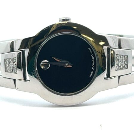 Movado Amorosa Stainless Diamonds Ladies Bangle 24mm Quartz Watch 84 E4 1842