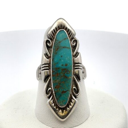 Vintage Native American Royston Turquoise Sterling Silver Ring - 10 Grams