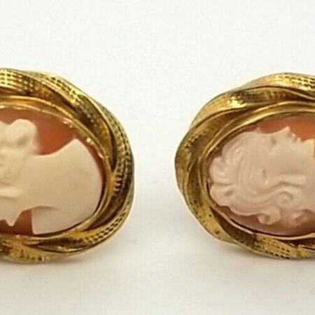 Vintage Oval Shape Dabro Cameo 1/20 - 12K Gold Filled Screw Back Earrings