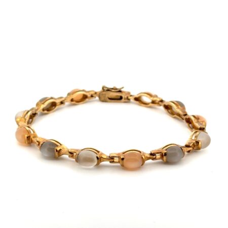 7.5” Ross Simons Gold Vermeil 925 Sterling Silver Moonstone Link Bracelet 17g