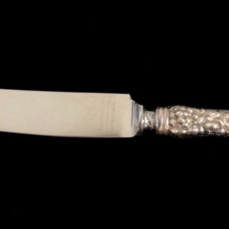 Stieff 925 Sterling Silver Rose Repousse Knife w/Bolster 65.9g Each 4 Avai 9.25"