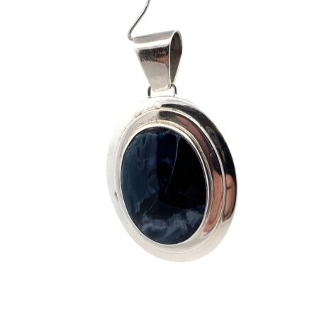Large Sterling Silver Oval Pietersite Stone Pendant