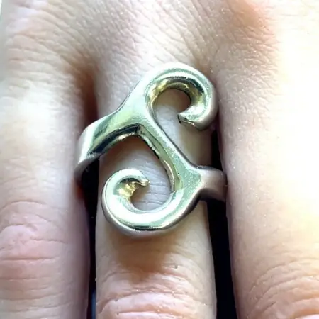 925 Sterling Silver Free Form Ring 6.8 Grams Size-8