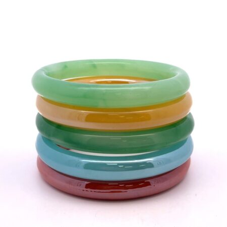 Lot of (5) - Multi-Colored Glass Bangle Bracelets - 8” x 11mm - 276.5g