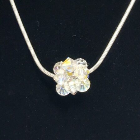 Sterling Silver 18" Snake Chain and Beaded Crystal Cluster Necklace 10.9 grams