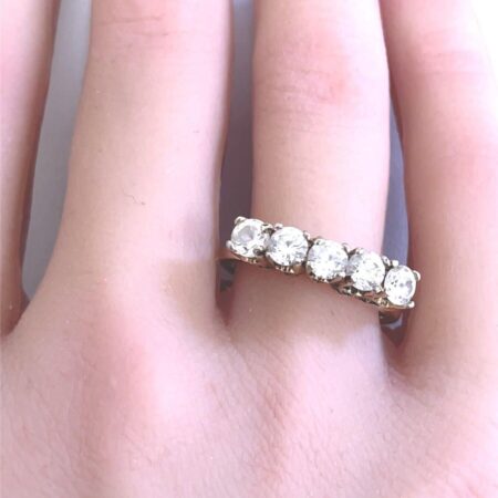 925 Sterling Silver Gold Vermeil with 5 CZ’s Ring 3.3 Grams Size-8