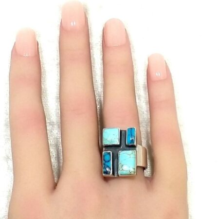 JRI Mexico 925 Sterling Silver And Turquoise Ring 13.0 Grams Size-7