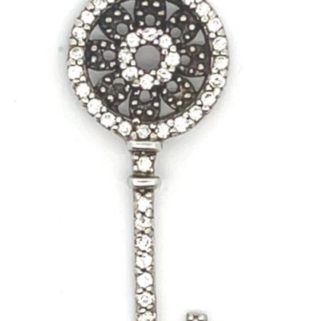 925 Sterling Silver, CZ Stones Key Pendant 2.5 Grams