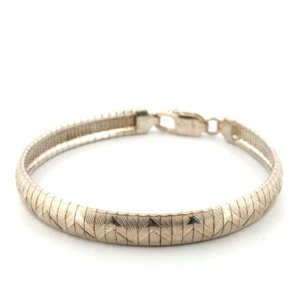 7.75” x 7.5mm ZigZag 925 Sterling Silver Omega Bracelet 16.3g