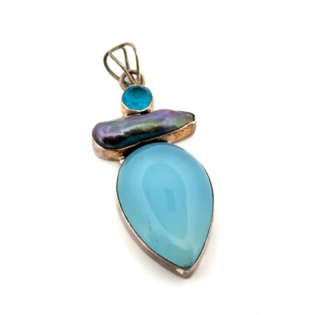 Handcrafted 925 Sterling Silver Teardrop Chalcedony Pendant 12g