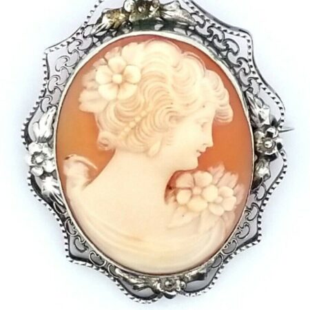 Vintage 925 Sterling Silver Filigree Frame Cameo Pin/Brooch 7.0 Grams
