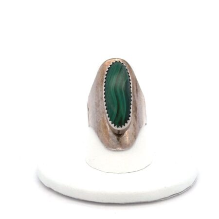 Sterling Silver, Size 8 Malachite Southwestern Ring - 7.9g