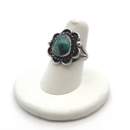 J. Tulley Handmade 925 Sterling Silver Turquoise Flower Ring Size: 7