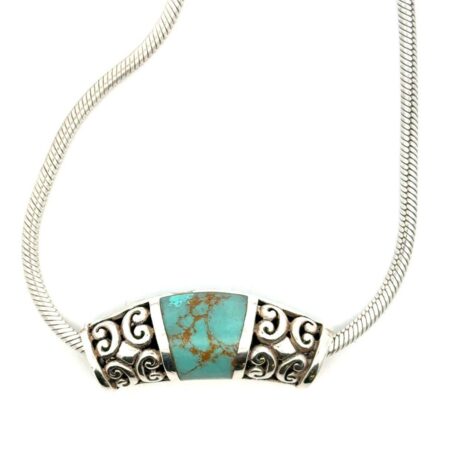 18”x2.3mm .925 Sterling Silver Reversible Turquoise Slide Necklace, 23.7g