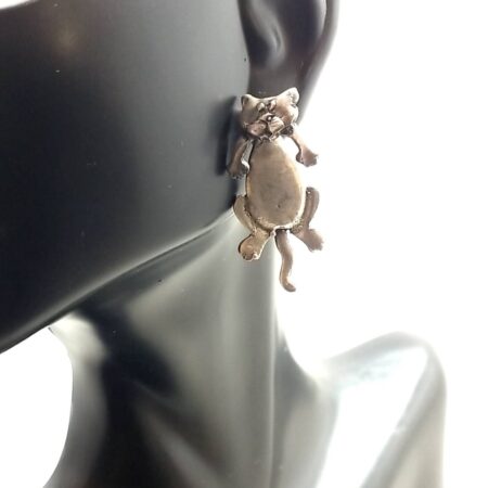 Sterling Silver Cat Stud Earrings 9.7 Grams