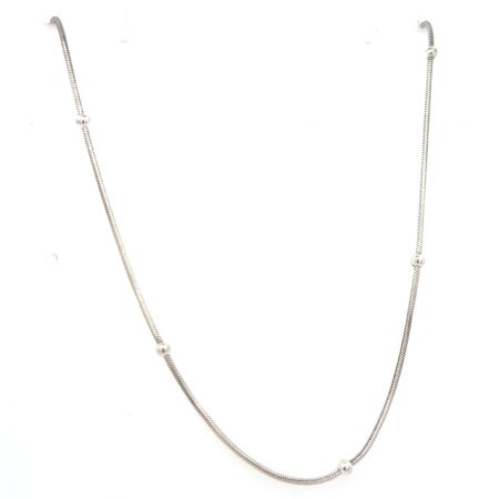 20” x 1.28mm .925 Sterling Silver Ball Station Snake Chain Necklace 6.9g