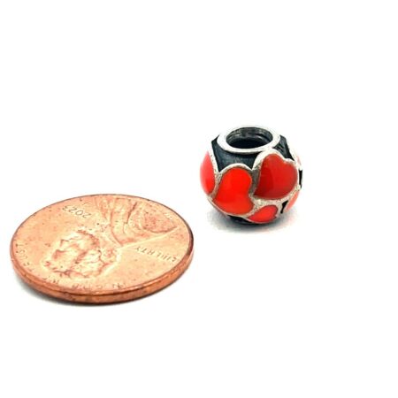 .925 Sterling Silver, Pandora Enamel Red Hot Love Hearts Charm 4.4g