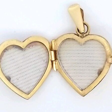 14K Italy Yellow Gold Heart Locket Engraved, No Mono, Charm/Pendant 5.0 Grams