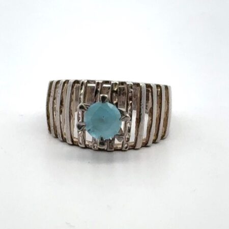 .925 Sterling Silver, Size 7 Topaz Prong Setting Ring - 4.72g