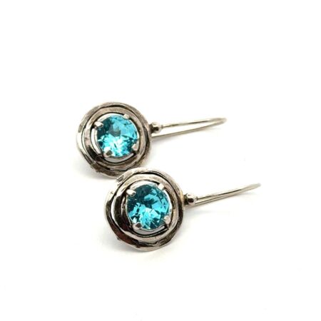 Noa Zuman .925 Sterling Silver Blue Crystal Earrings, 4.2g