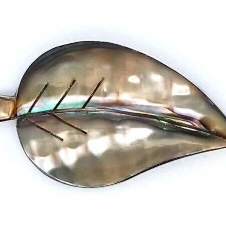 Vintage Sterling Silver Abalone Inlay Leaf Brooch/Pin 9.4 Grams