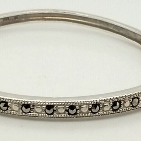 925 Sterling Silver Women's Marcasite Bangle Bracelet 11.4 Grams
