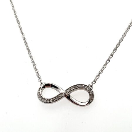 18" 925 Sterling Silver Necklace w/ Diamond Infinity Pendant 2.1g