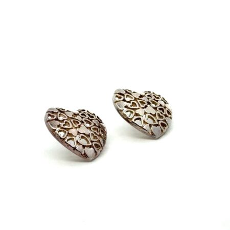 Vintage .925 Sterling Silver Heart Stud Earrings, 5.3g