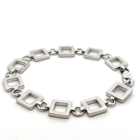 7” 925 Sterling Silver Square Link Bracelet 14.8g
