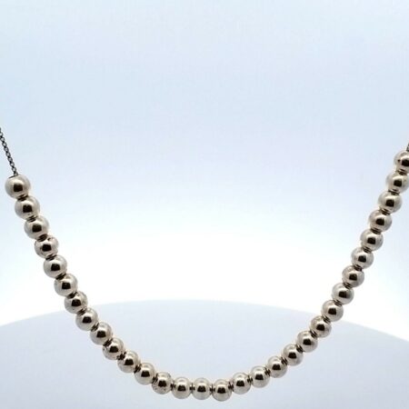 925 Sterling Silver 6MM Wide Beaded On Box Chain 18" Necklace 15.0 Grams