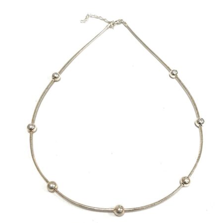 Milor Italy 16”-18” Adjustable Snake Chain Necklace w/ 7 Ball Beads 925 SS 9.3g