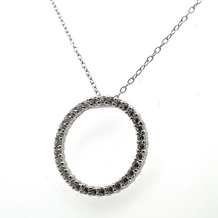 18” JCM 925 Sterling Silver Cubic Zirconia Circle Pendant Necklace 3.0g