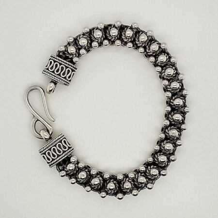 Sterling Silver Vintage Bubble Twist Cluster Link Bracelet 7 1/2"  42.6 Grams.