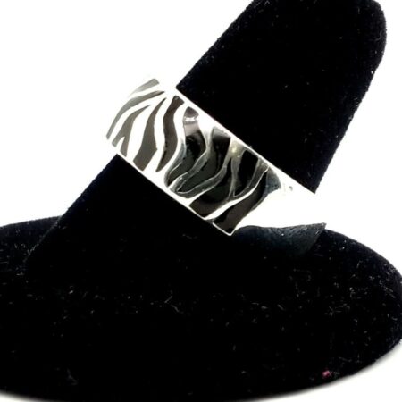 Men's Size 9 Sterling Silver Abstract Ring With Enamel Inlay