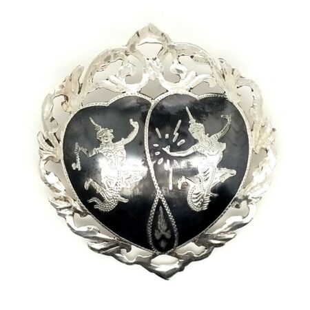 Vintage Nielloware Sterling Silver Pin Made In Siam