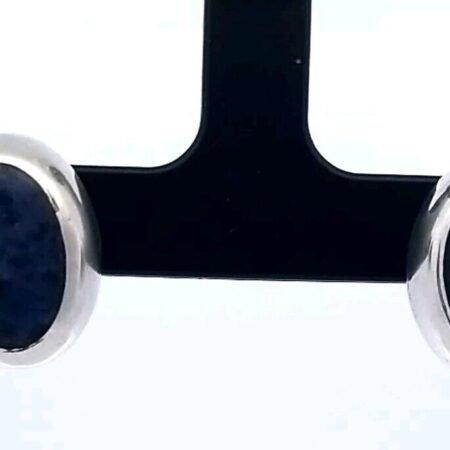 Taxco Mexican Sterling Silver Oval Sodalite Earrings 6.3 Grams
