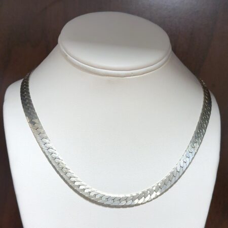 18” .925 Sterling Silver Herringbone Necklace, 7.5mm, 34.1g