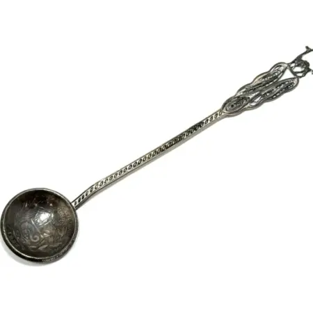 5.5” Peruvian Llama Salt Spoon 925 Sterling Silver 17.6g