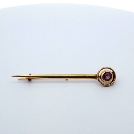 12K Yellow Gold Amethyst Pin 2.5 Grams