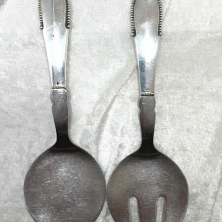 Gerog Jensen Sterling Beaded Salad Server 7.75 inch Set - 5.57 grams