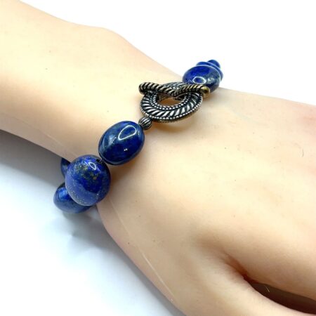 Carolyn Pollack Relios Lapis Lazuli Sterling Silver Toggle Clasp 8 Inch Bracelet