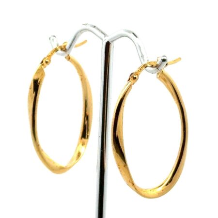 Lirm Italy 925 Sterling Silver Vermeil Oval Twisted Hoop Earrings, 3.5g