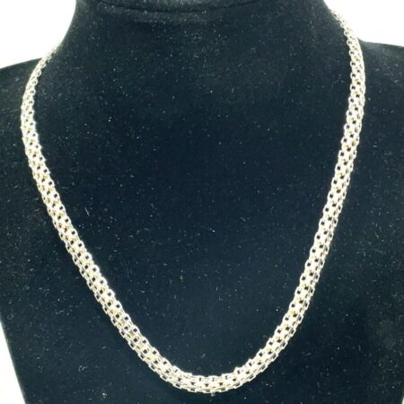 Milor Italian Polished Sterling Silver Mesh 16" Link Chain Necklace